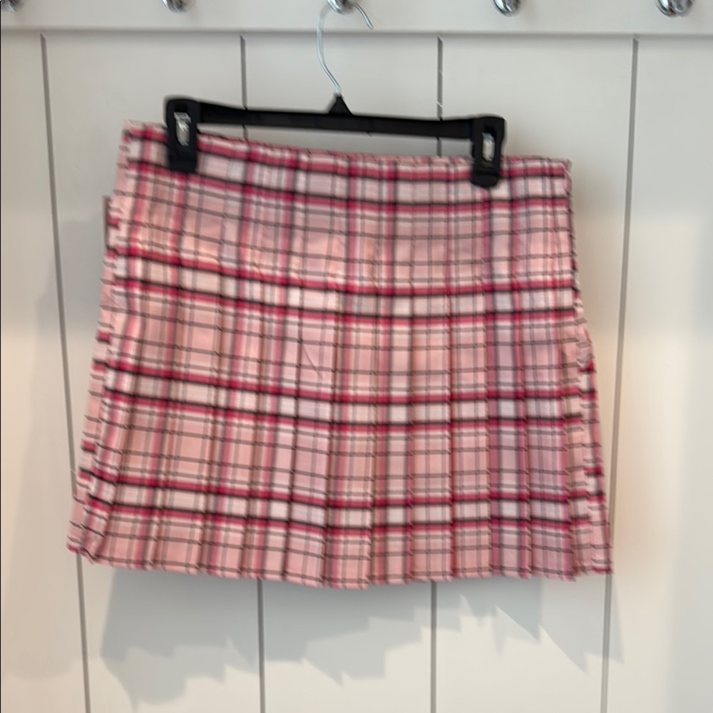 Pink Plaid Pleaded Women's Skirt
